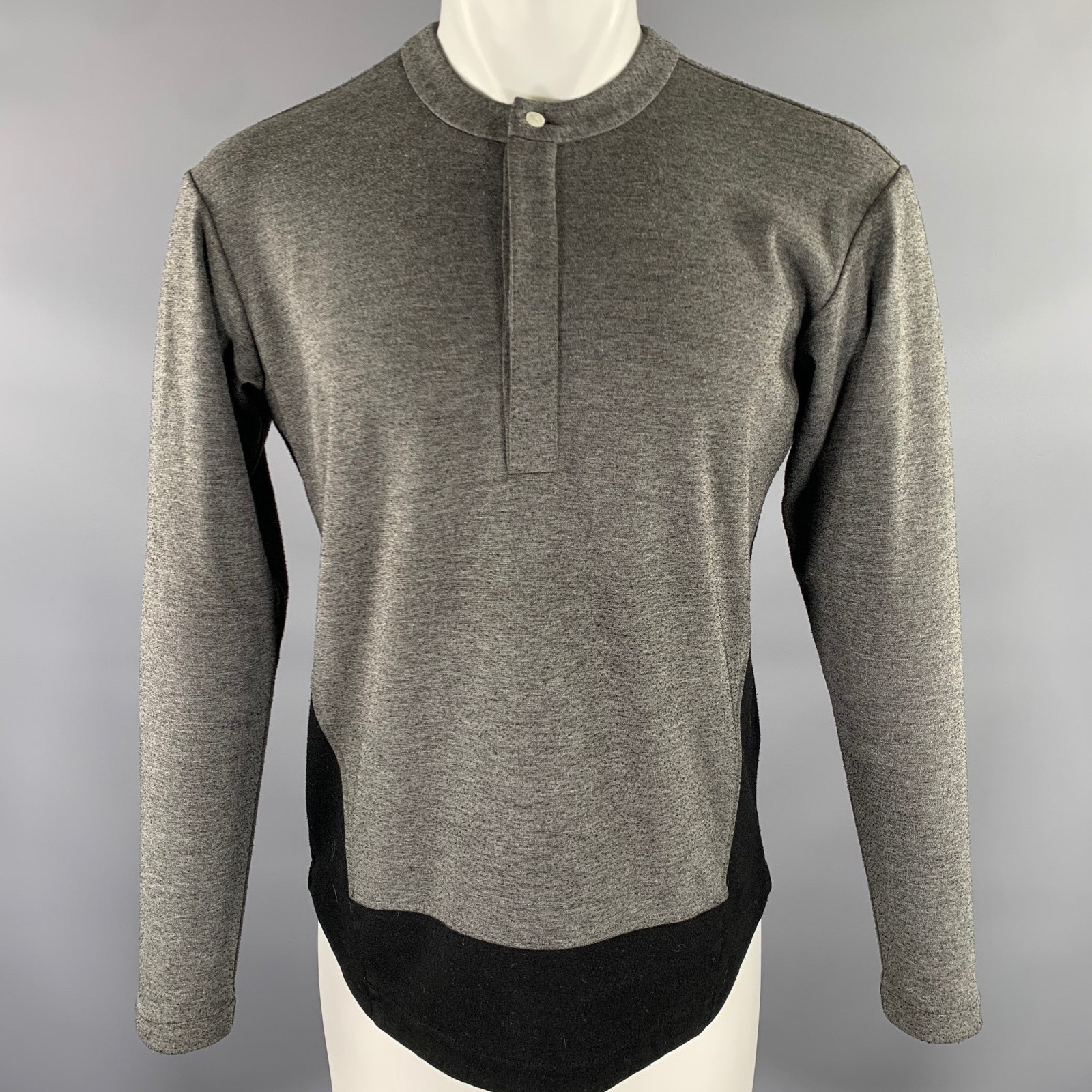 Public School Size S Grey Black Heather Polyester Henley Pullover